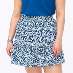 J. Crew Ruffled blue and smocked-waist mini skirt size new nwt